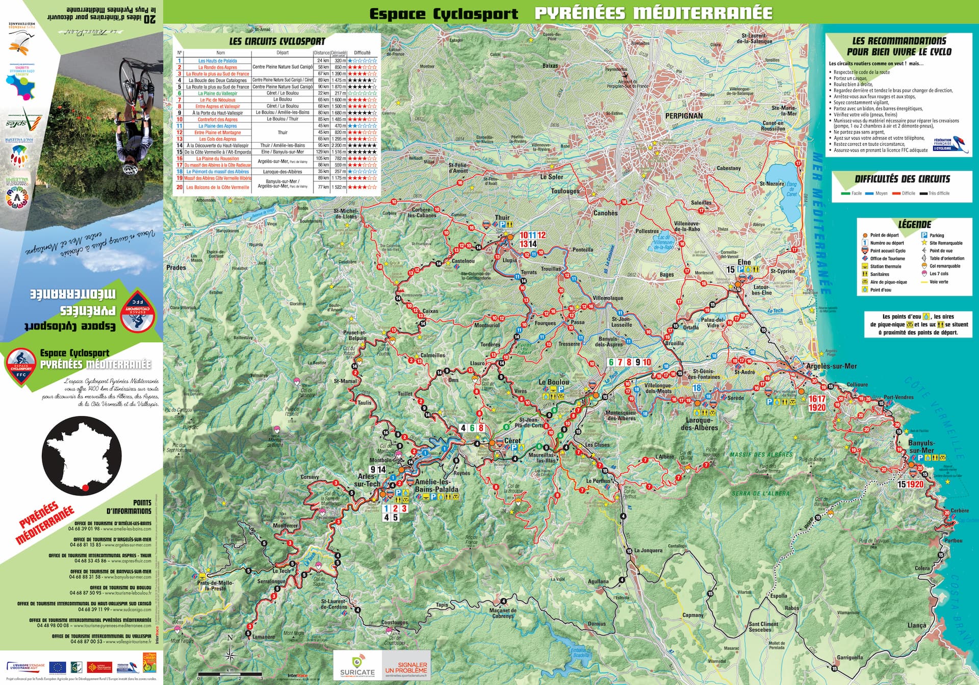 Carte Cyclotourisme Pays Pyrnes Mditerrane